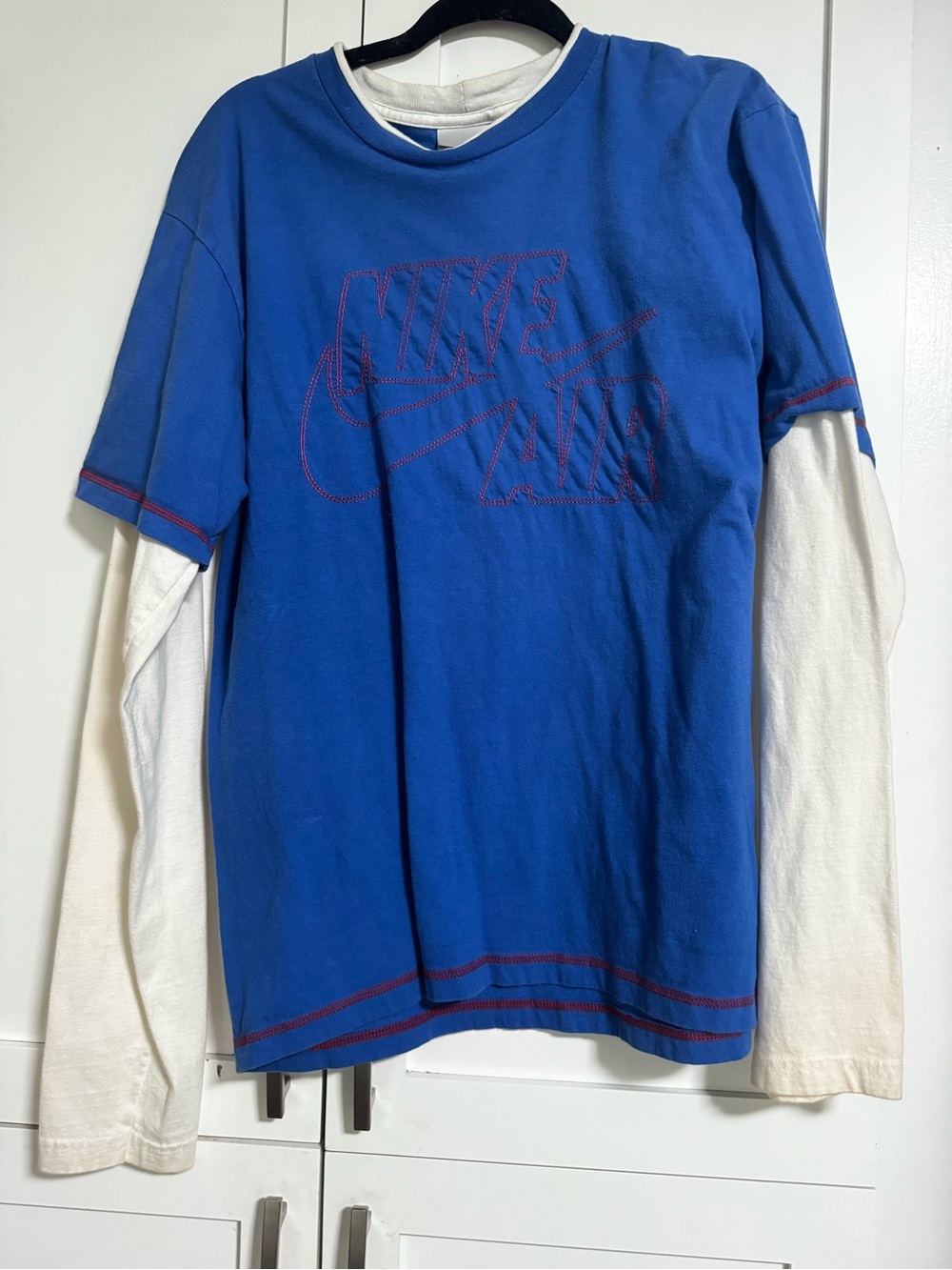 Vintage Nike Men’s Blue Layered-Look Long Sleeve Shirt